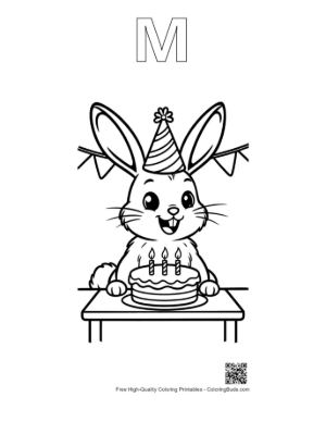 Thumbnail: Easy Jackrabbit Coloring Page Printable Outline Alphabet M