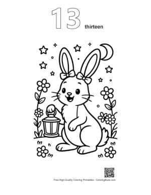 Thumbnail: Free Jackrabbit to Color Printable Outline Number 13