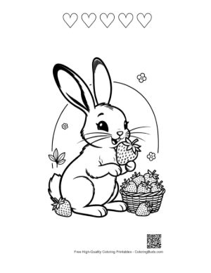 Thumbnail: Gardener Jackrabbit Holding a Bunch of Freshly Picked Plants Printable and 5 Heart Outline