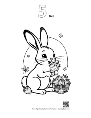 Thumbnail: Gardener Jackrabbit Holding a Bunch of Freshly Picked Plants Printable Outline Number 5