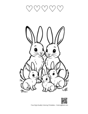 Thumbnail: Happy Jackrabbit Family Portrait Printable and 5 Heart Outline