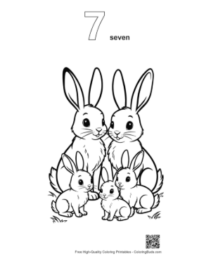 Thumbnail: Happy Jackrabbit Family Portrait Printable Outline Number 7