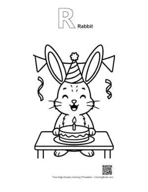 Thumbnail: Jackrabbit for Kids Printable Outline Alphabet R Rabbit