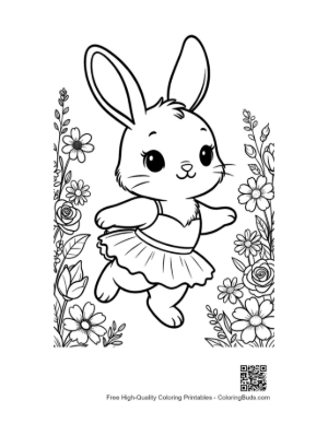 Thumbnail: Joyful Bunny Rabbit Skipping Through the Flower Meadow Printable