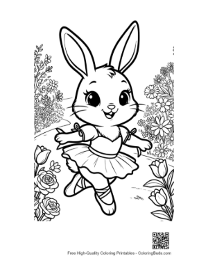 Thumbnail: Lovely Rabbit Dancer Twirling in a Field of Blossoms Printable