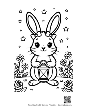 Thumbnail: Magic Jackrabbit Carrying a Glowing Lantern in the Meadow Printable