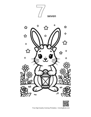 Thumbnail: Magic Jackrabbit Carrying a Glowing Lantern in the Meadow Printable Outline Number 7