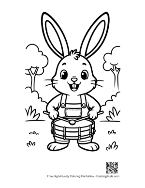 Thumbnail: Musical Jackrabbit Keeping the Beat with a Drum Set Printable