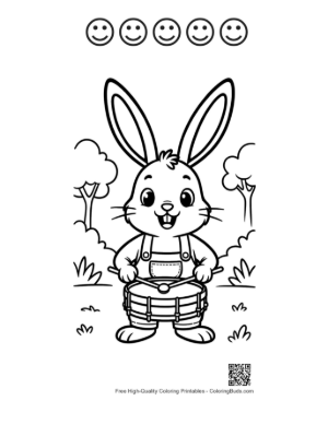 Thumbnail: Musical Jackrabbit Keeping the Beat with a Drum Set Printable and 5 Happy Face Outline