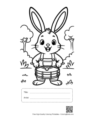 Thumbnail: Musical Jackrabbit Keeping the Beat with a Drum Set Printable with Title and Artist Box