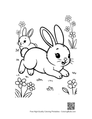 Thumbnail: Small Baby Bunny Hopping Through the Grass on a Sunny Day Printable