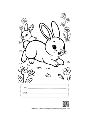 Thumbnail: Small Baby Bunny Hopping Through the Grass on a Sunny Day Printable with Title and Artist Box