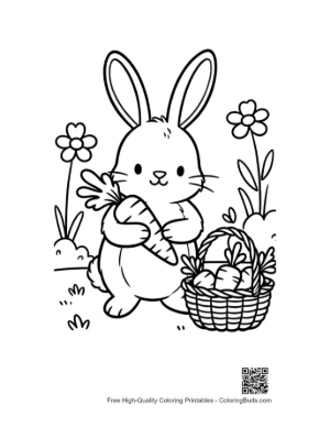 Thumbnail: Sweet Little Bunny Munching on a Fresh Carrot Near a Basket Printable