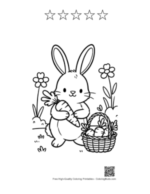 Thumbnail: Sweet Little Bunny Munching on a Fresh Carrot Near a Basket Printable and 5 Star Outline