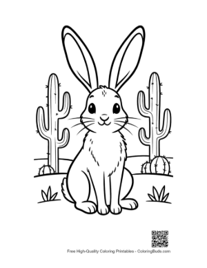 Thumbnail: Wild Jackrabbit with Long Ears in a Desert Habitat Printable