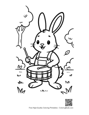 Thumbnail: Young Jackrabbit Practicing the Drum in the Outdoors Printable