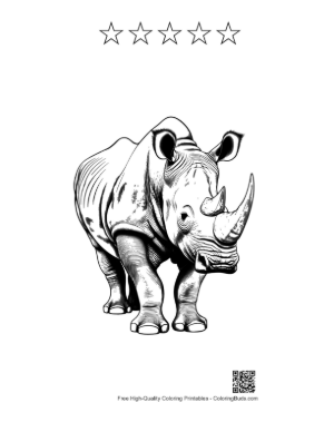 Thumbnail: Majestic White Rhino Stance Printable and 5 Star Outline