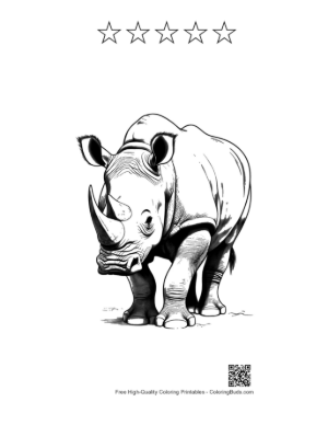 Thumbnail: Majestic White Rhino Stance Printable and 5 Star Outline