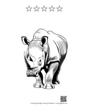 Thumbnail: Majestic White Rhino Stands Boldly Printable and 5 Star Outline