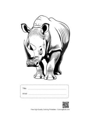 Thumbnail: Majestic White Rhino Stands Boldly Printable with Title and Artist Box