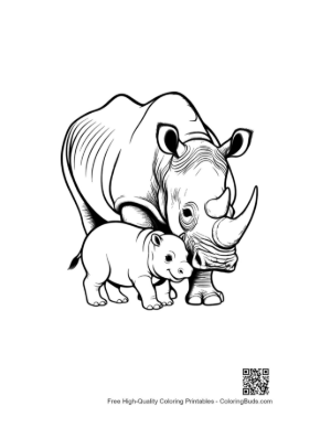Thumbnail: Mother White Rhino Nuzzling Calf