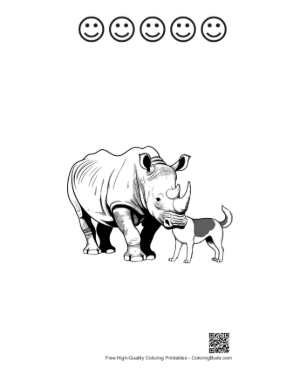 Thumbnail: White Rhino and Dalmatian Friendship Printable and 5 Happy Face Outline