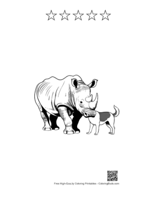 Thumbnail: White Rhino and Dalmatian Friendship Printable and 5 Star Outline