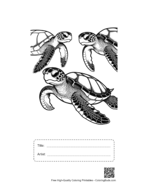 Thumbnail: Adorable Hatchling Sea Turtles Illustration Printable with Title and Artist Box