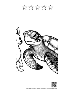 Thumbnail: Chihuahua and Green Sea Turtle Stare-Down Printable and 5 Star Outline