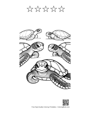 Thumbnail: Cute Baby Sea Turtle Coloring Pages Printable and 5 Star Outline