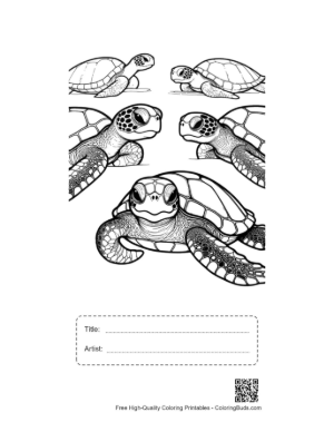 Thumbnail: Cute Baby Sea Turtle Coloring Pages Printable with Title and Artist Box