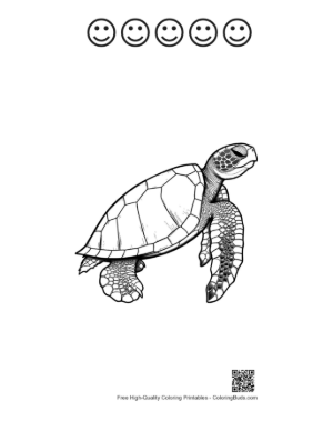 Thumbnail: Cute Baby Sea Turtle Hatchling Printable and 5 Happy Face Outline
