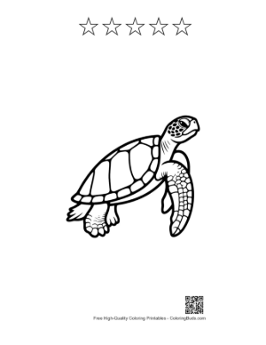 Thumbnail: Cute Baby Sea Turtle Outline Printable and 5 Star Outline