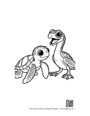 Thumbnail: Cute Hatchling Sea Turtle and Baby Duck Friend