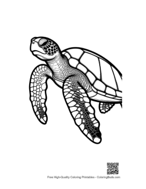 Thumbnail: Graceful Green Sea Turtle Line Art