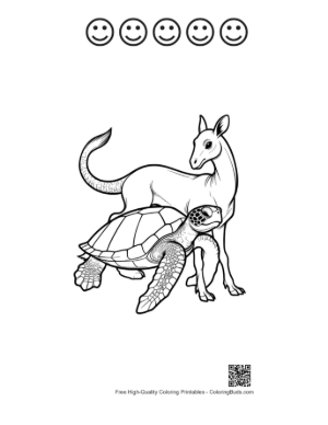 Thumbnail: Green Sea Turtle and Mythical Deer Friend Printable and 5 Happy Face Outline