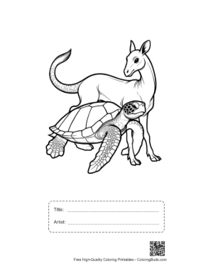 Thumbnail: Green Sea Turtle and Mythical Deer Friend Printable with Title and Artist Box