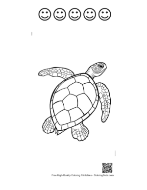 Thumbnail: Green Sea Turtle Line Art Printable and 5 Happy Face Outline