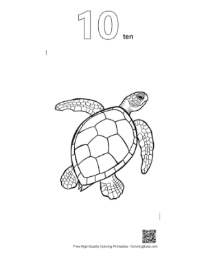 Thumbnail: Green Sea Turtle Line Art Printable Outline Number 10