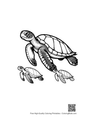 Thumbnail: Green Sea Turtle Mother and Baby Swimming