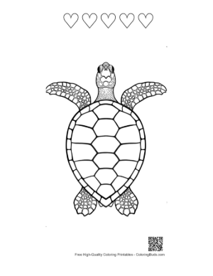 Thumbnail: Green Sea Turtle Outline Printable and 5 Heart Outline