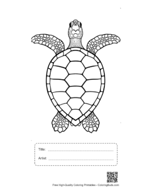 Thumbnail: Green Sea Turtle Outline Printable with Title and Artist Box
