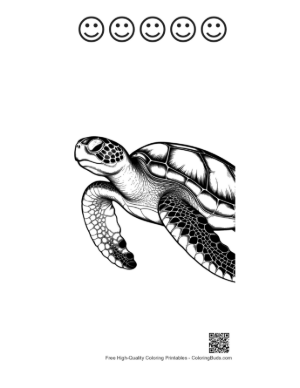 Thumbnail: Green Sea Turtle Swimming Gracefully Printable and 5 Happy Face Outline