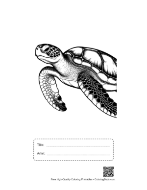 Thumbnail: Green Sea Turtle Swimming Gracefully Printable with Title and Artist Box