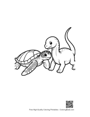 Thumbnail: Hatchling Sea Turtle and Baby Brachiosaurus