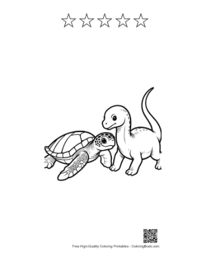 Thumbnail: Hatchling Sea Turtle and Baby Brachiosaurus Printable and 5 Star Outline