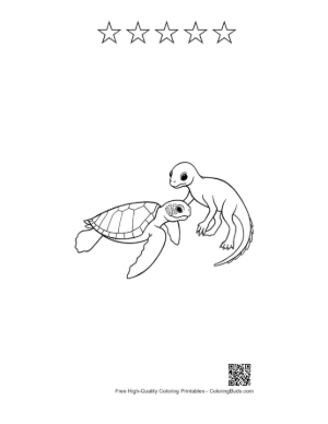 Thumbnail: Hatchling Sea Turtle and Dino Buddy Printable and 5 Star Outline