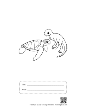Thumbnail: Hatchling Sea Turtle and Dino Buddy Printable with Title and Artist Box