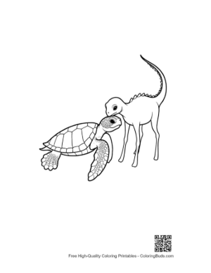 Thumbnail: Hatchling Sea Turtle Cuddling Baby Dinosaur