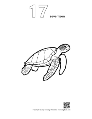 Thumbnail: Hatchling Sea Turtle Line Art Printable Outline Number 17